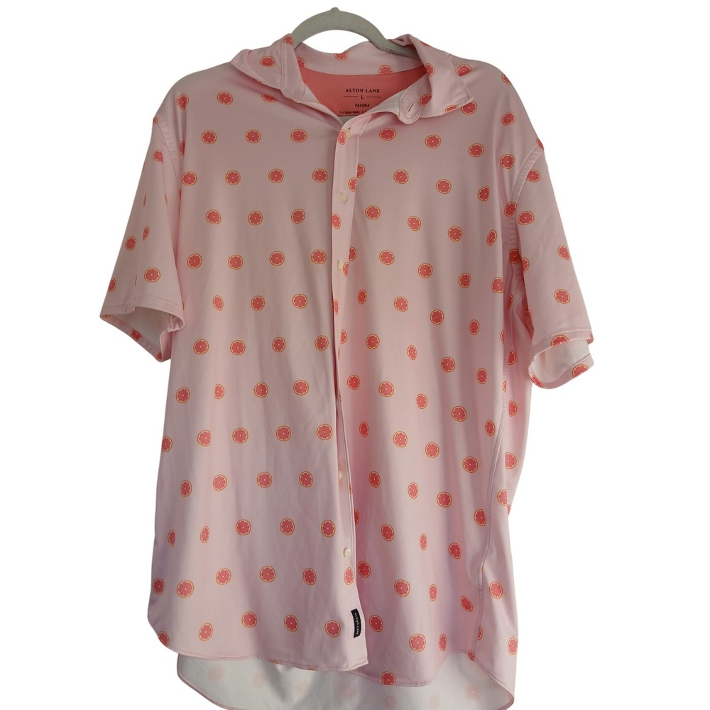 Alton Lane Paloma Mens Grapefruit Print‎ Short Sleeve Button Shirt performance
